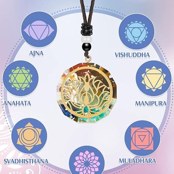 5 Pcs Chakra Necklace Orgonite Pendant Healing Crystal Necklace Meditation Chak - Picture 3 of 5